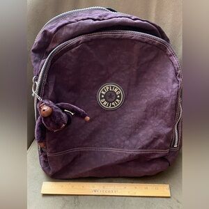 Kipling Purple Backpack with Monkey Keychain